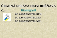 Úradná správa ObFZ Rožňava č. 8/2017/2018