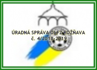 Úradná spráca ObFZ Rožňava č. 4/2018-2019