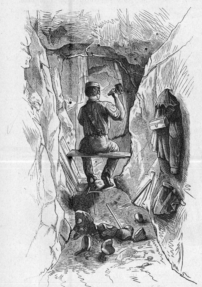 rv banictvo rozp Rozpojovanie želiezkom a kladivom Návšteva bání Praha 1873 s 34