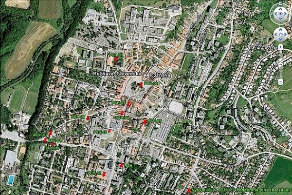 Situačná mapka stredu Rožňavy.