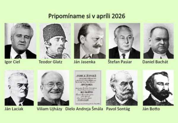 Pripomíname si okrúhle výročia osobností Gemera a Gemera-Malohontu, pripadajúce na apríl 2026