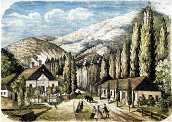 Doteraz najstaršie známe zobrazenie Rožňavských kúpeľov z roku 1864