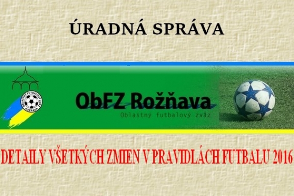 Úradná správa ObFZ Rožňava č. 36 / 2015-2016