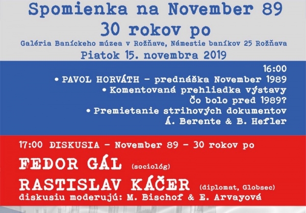 Spomienkový deň k Novembru 89 v rožňavskej Galérii