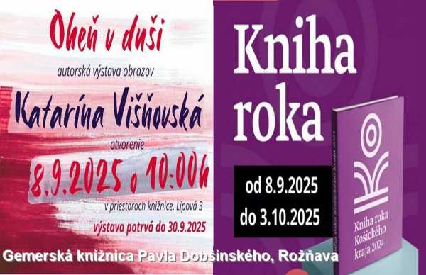 Čaká vás výstava obrazov Kataríny Višňovskej Oheň v duši a výstava kníh rôznych žánrov Kniha roka
