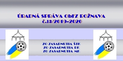 Úradná správa ObFZ Rožňava č. 13/2019-2020