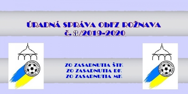 Úradná správa ObFZ Rožňava č. 3/2019-2020