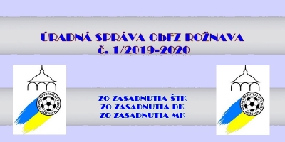 Úradná správa ObFZ Rožňava č. 1/2019-2020