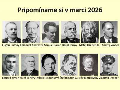 Pripomíname si okrúhle výročia osobností Gemera a Gemera-Malohontu, pripadajúce na marec 2026