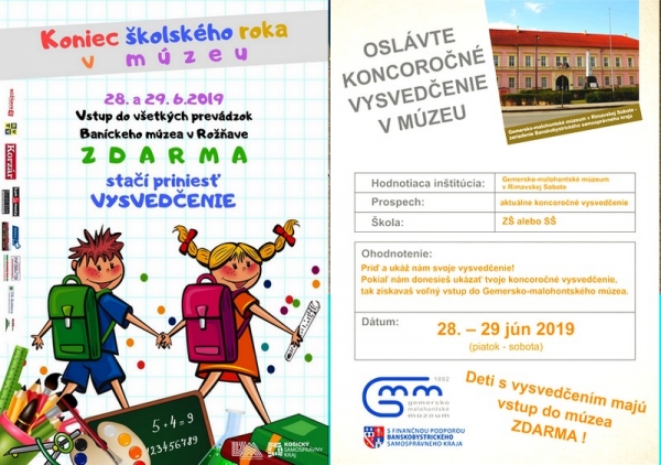 Deti s vysvedčením majú vstup do dvoch gemerských múzeí zdarma