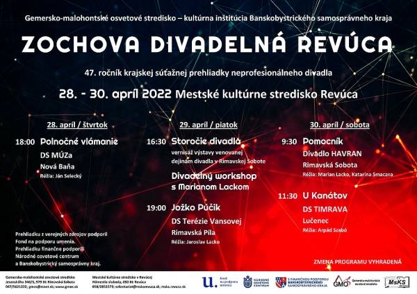 47. ročník krajskej súťažnej prehliadky neprofesionálneho divadla Zochova divadelná Revúca