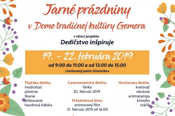 Prázdninová ponuka Domu tradičnej kultúry Gemera v Rožňave