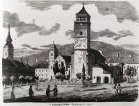 Rožňavské námestie. Kresba Gusztáva Zomboryho - I. 1867.